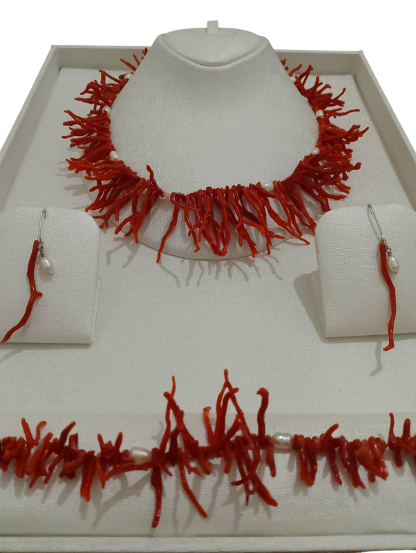 طقم من المرجان  بفواصل لؤلؤ  - صورة 3